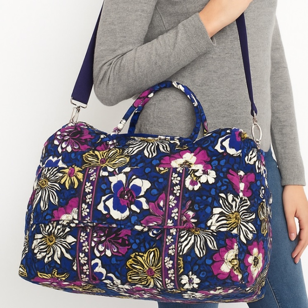 Vera Bradley Purple and Blue Floral Travel Bag 24” long x 14” high x 10” deep